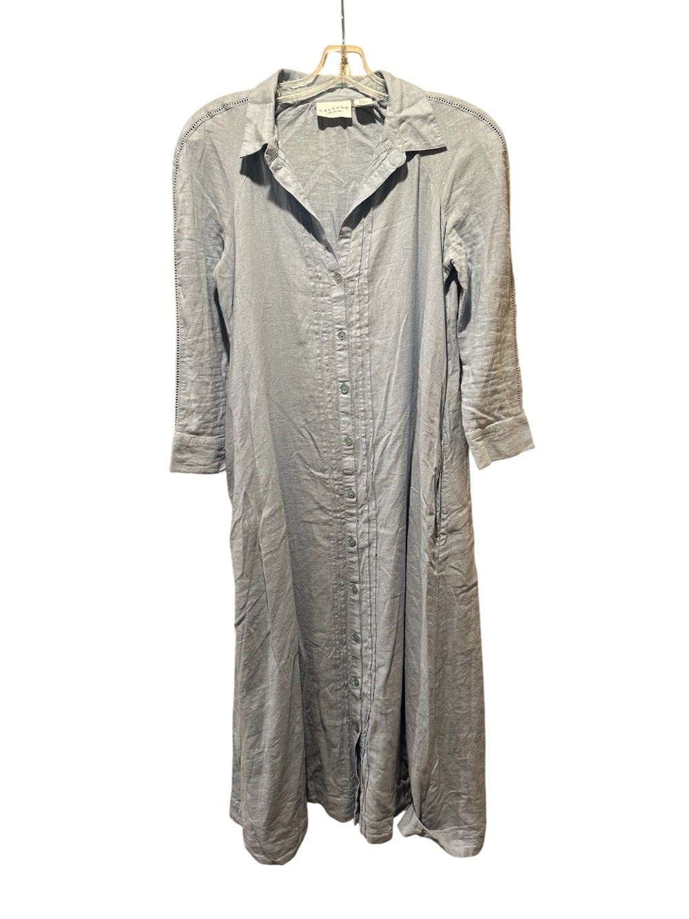 Calypso St. Barth Light Blue Linen Button-Front Maxi Coverup Dress NWOT Size XS - Picture 3 of 9